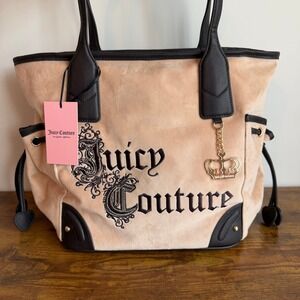 New Juicy Couture Renaissance Large Tote Shoulder Handbag Beige Brown Charm Y2K